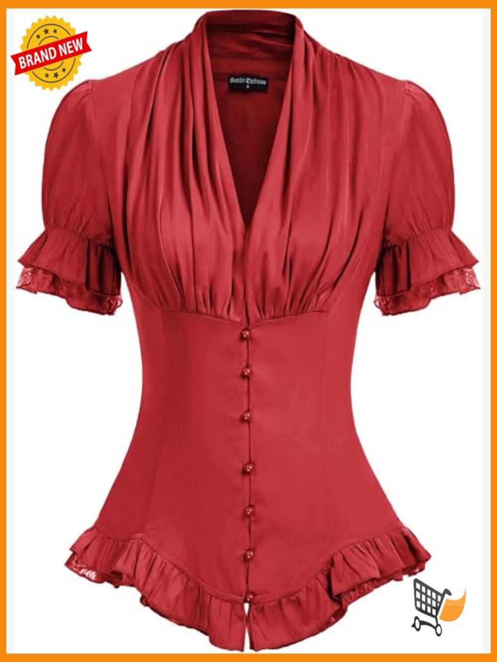 Women's Victorian Peasant Blouse - Renaissance Pirate Shirt with Puff Ruffled